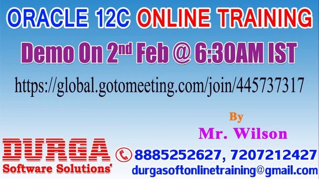 Oracle 12C Online Training by Mr. Wilson Demo on 2nd Feb @ 6:30AM IST смотреть онлайн