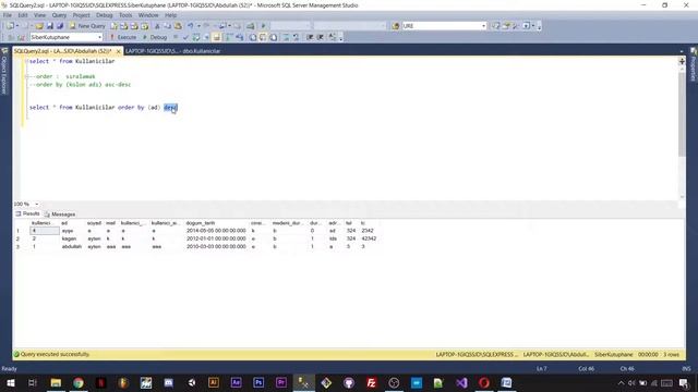 Uygulamalı Sorgularla SQL Eğitimi-8 ORDER BY ASC-DESC Kullanımı смотреть онлайн