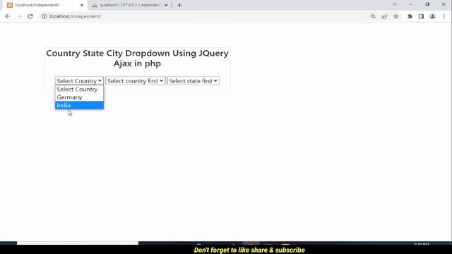 Dependent Drop Down list In PHP and MySQL using jQuery Ajax смотреть онлайн