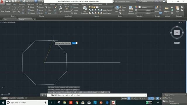 Autocad 2019 Tutorial For Beginners 11 (How To Draw A Polygon & Use Of Inscribed,circumscribed,Edge