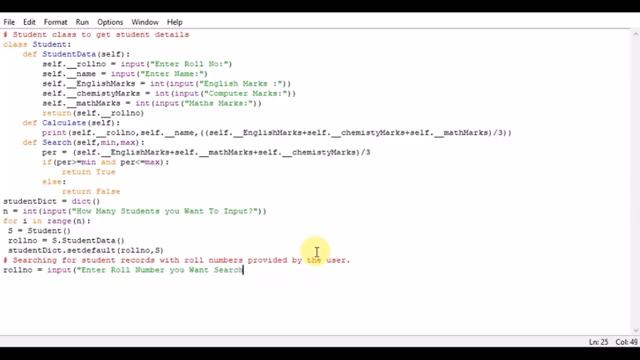 Student class to get student details Python Program смотреть онлайн