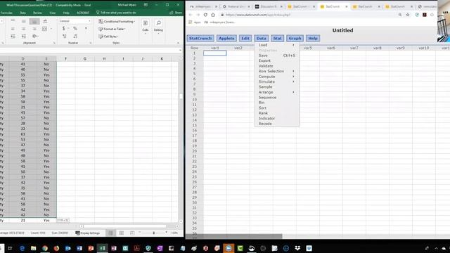 Load in Data to StatCrunch from Excel file with Copy Paste смотреть онлайн
