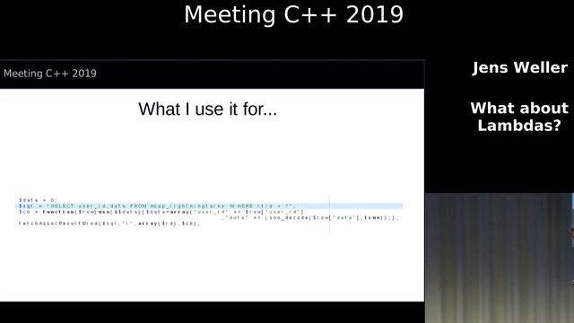 What about lambdas - Jens Weller - Meeting C++ 2019 смотреть онлайн