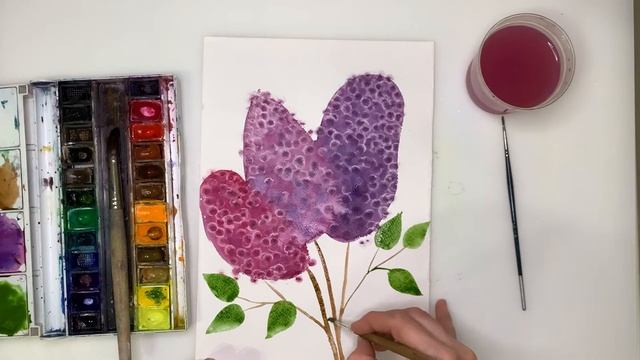 Как нарисовать сирень с детьми. Рисуем ветку сирени с самыми маленькими. Цветы маме. Урок рисования смотреть онлайн