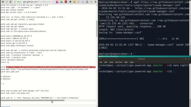 Deploy Rails 5 to VPS Ubuntu 14.04.4 LTS, Nginx, Puma, Capistrano3, PostgreSQL, RVM. смотреть онлайн