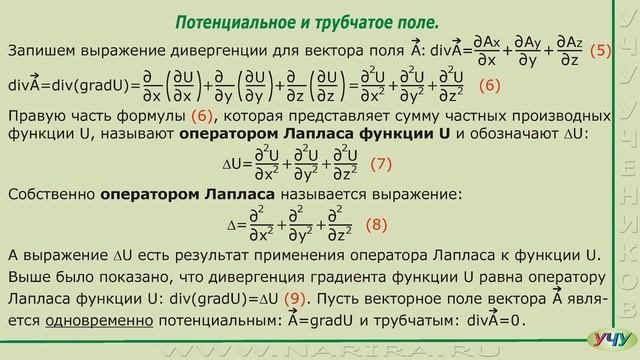 Потенциальное и трубчатое поле - гармоническое поле. (Теория поля - урок 9) смотреть онлайн