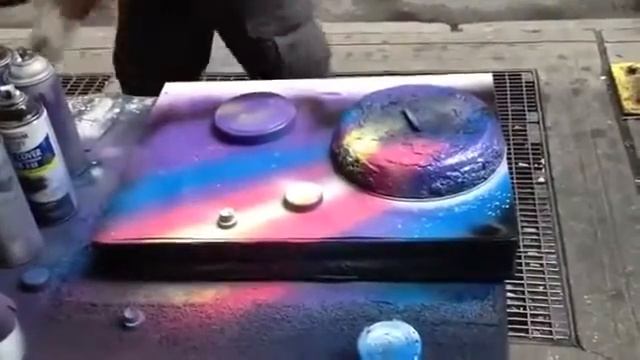 Красивое рисование балончиками Космический рисунок на глазах сделанный балончиками краски смотреть онлайн