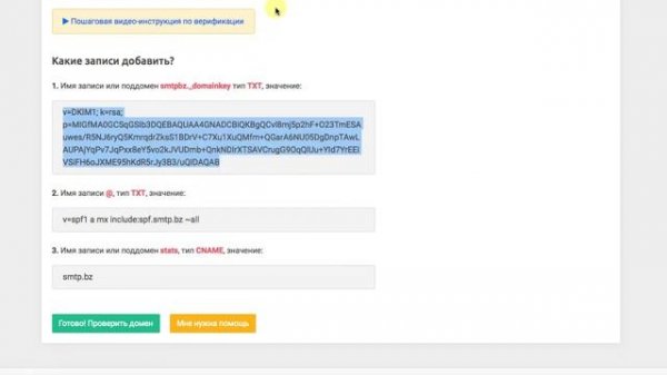 SMTP.BZ - Верификация домена в панеле nic.ru. Настройка DKIM, SPF, CNAME