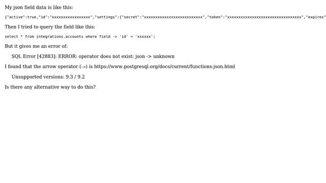 Databases: How to filter a value in json field type on Postgres 9.2? смотреть онлайн