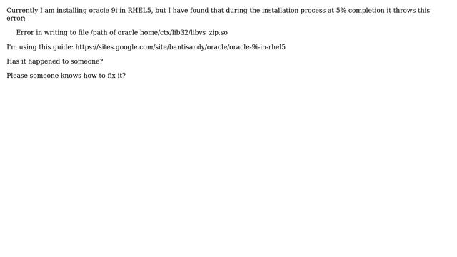 Databases: Installing oracle 9i in RHEL5 ... error during the process смотреть онлайн