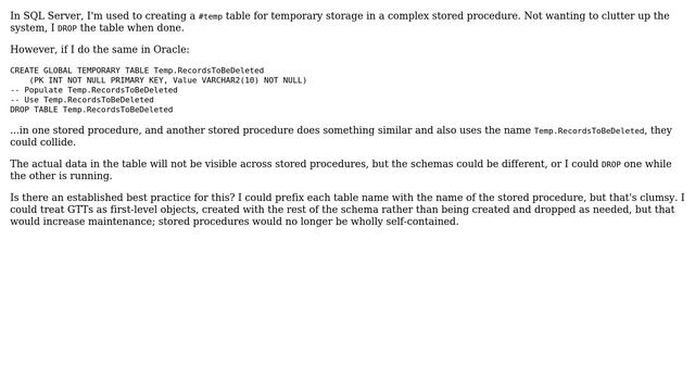 Databases: What's the best practice to avoid collisions in throwaway temp tables? смотреть онлайн