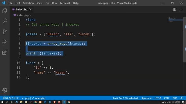 23 Get array keys | PHP смотреть онлайн