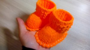 Пинетки  спицами, Мастер-Класс, простые без швов.