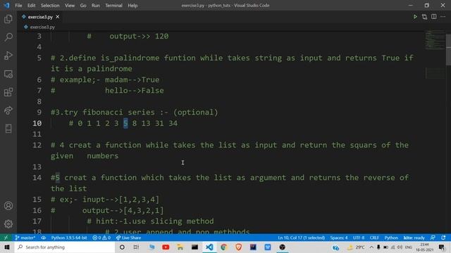 Exercise -3 Questions | python tutorial telugu | 20 смотреть онлайн
