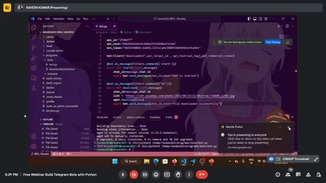 Build Telegram Bots with Python | Tamil Webinar | Owasp Tirunelveli смотреть онлайн