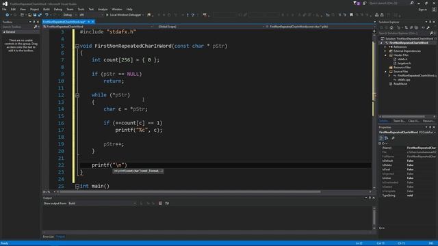 How to find first non repeated char in words of a sentence in C/C++ смотреть онлайн
