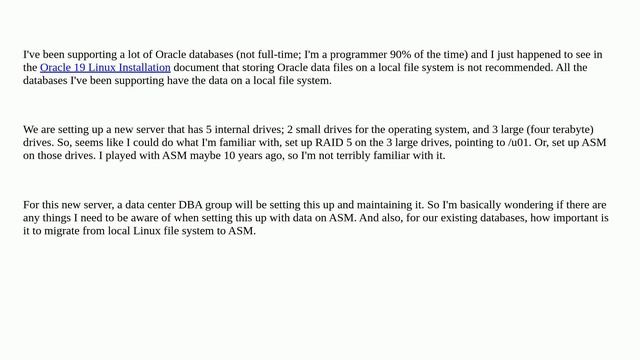 Oracle ASM for data files - "not recommended" - why not смотреть онлайн