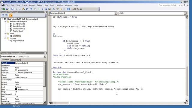 Web Scraper VBA Application1.16-Parsing HTML Source Code Mid String Functions смотреть онлайн