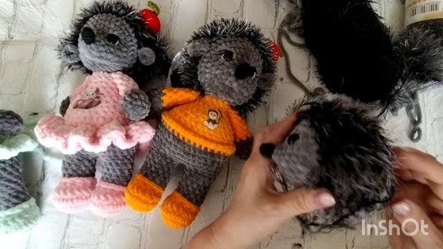 Ёжик из плюшевой пряжи крючком МК смотреть онлайн