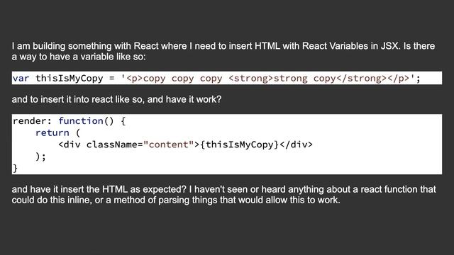 Insert HTML with React Variable Statements (JSX) смотреть онлайн