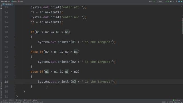 Java program to find maximum of three numbers смотреть онлайн