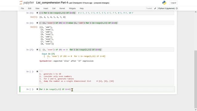 Python - List Comprehension Part 4 смотреть онлайн
