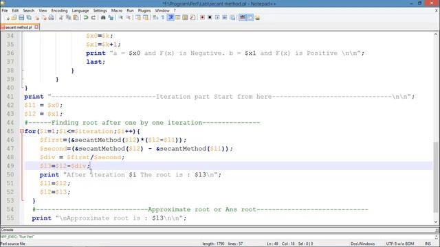 Secant method implementation using Perl language смотреть онлайн