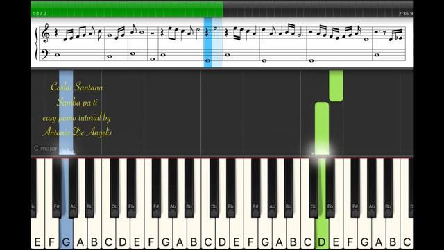 C. Santana - Samba pa ti - easy piano tutorial by Antonio De Angelis смотреть онлайн