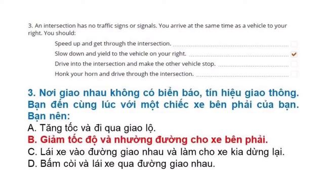 Đề Thi Lý Thuyết Lái Xe Tại Mỹ Bang South Carolina 2022 - Đề 7 (Song Ngữ Anh - Việt)
