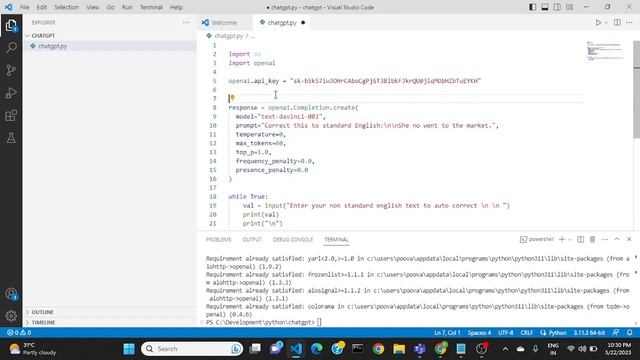 How to integrate and query chatgpt using python with generated free token | Step by Step Process смотреть онлайн