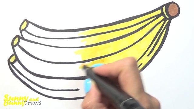Рисунок и раскраска Бананы ?? Рисунки для детей | Sunny Yellow Art смотреть онлайн