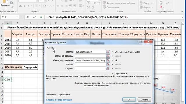 Построение графика (интерактивный с выбором значений из списка) в MS Excel