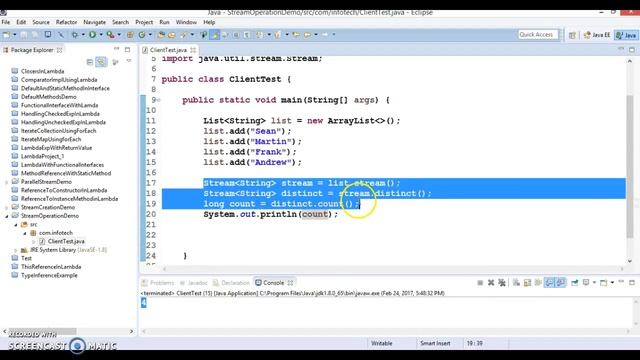 Java 8 Stream intermediate and terminal operations смотреть онлайн