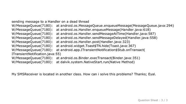 Android : java.lang.RuntimeException: Handler (android.os.Handler) sending message to a Handler on смотреть онлайн