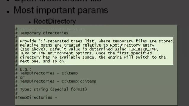 Firebird Training for DB Admins: 05 Firebird configuration file parameters смотреть онлайн