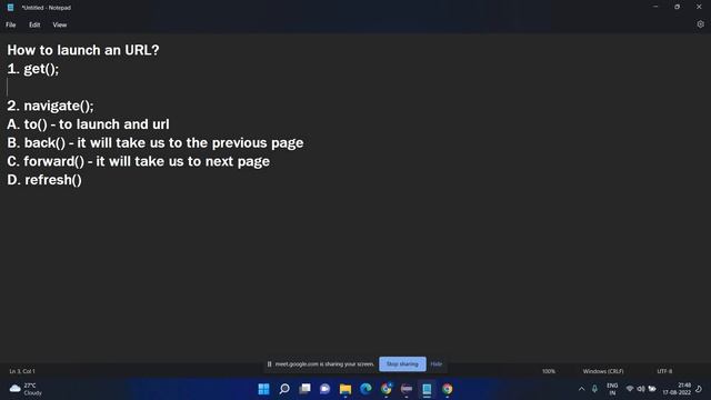 Session - 3 (How to close browser, get() vs navigate(), how to grab the URL and title of the window смотреть онлайн