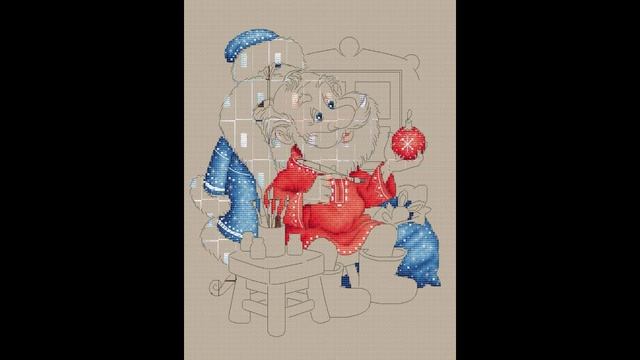 "Мастерская деда мороза". Схема для вышивки крестом смотреть онлайн