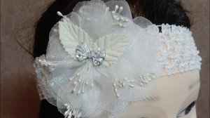 МК. Повязка ажурная и очень нежная для малышей на голову из органзы.