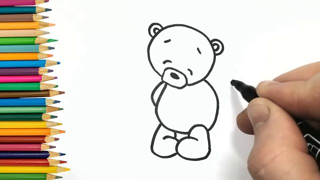 КАК нарисовать МИШКУ С ЦВЕТОЧКОМ / Рисунки для срисовки смотреть онлайн