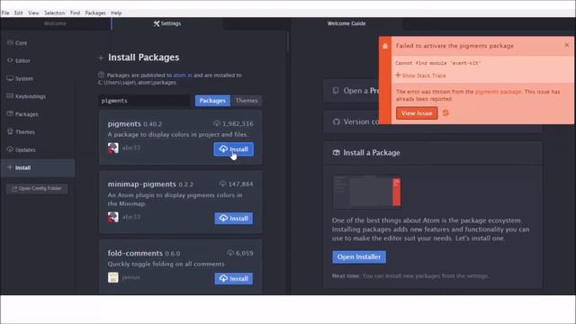 Failed to activate the pigments package in ATOM editor смотреть онлайн