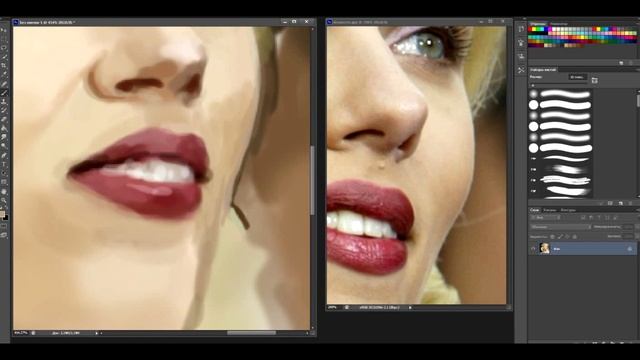 Рисуем портрет Скарлетт Йоханссон.(Scarlett Johansson) смотреть онлайн
