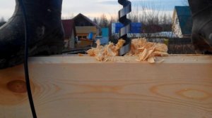 Сверление отверстий под шканты в профильном брусе