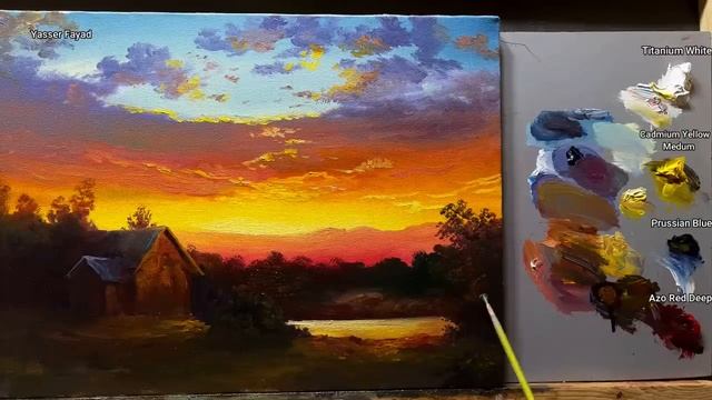 How I Paint Landscape Just By 4 Colors Oil Painting Landscape Step By Step 65 By Yasser Fayad смотреть онлайн