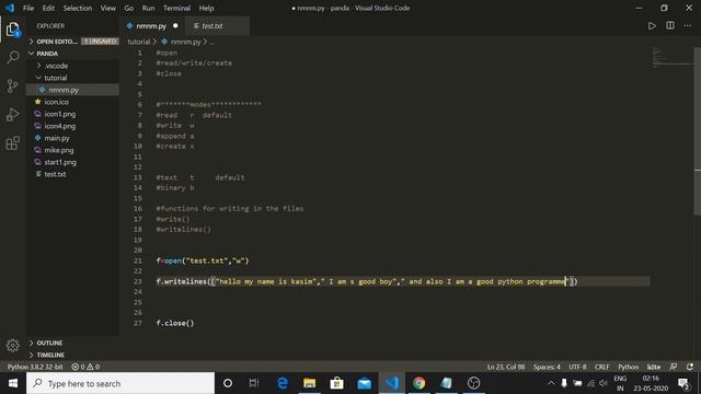Writing into files, write() and writelines() functions. | python tutorial in Hindi #32 | смотреть онлайн
