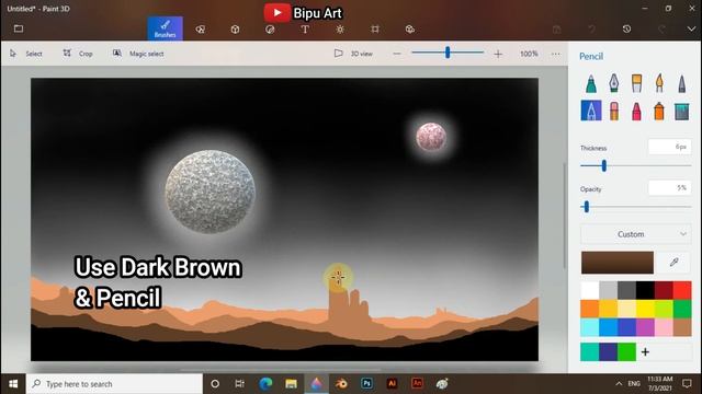 How to Draw - in computer| Paint 3D tutorial | Paint 3D | computer drawing | scenery drawing смотреть онлайн