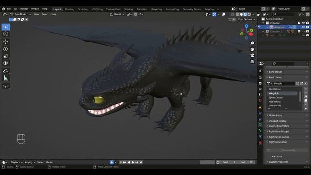 Elder Night Fury | Blender 3D Model Showcase смотреть онлайн