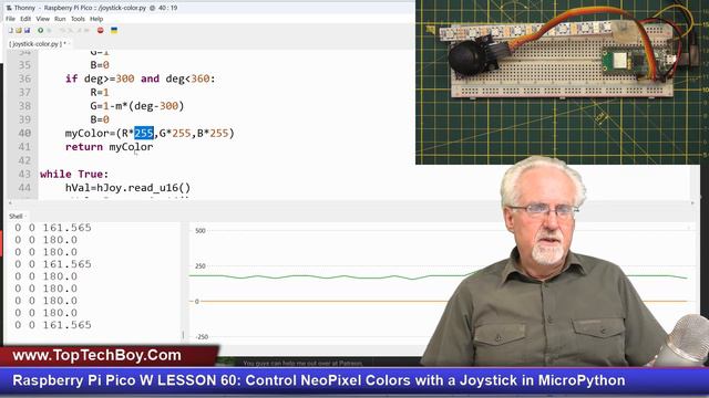Raspberry Pi Pico W LESSON 60: Control NeoPixel Colors with a Joystick in MicroPython смотреть онлайн