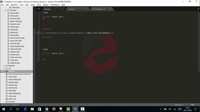 56-Php Dersleri - 404 hata sayfası oluşturma/yapma, Php .htaccess 404 error page смотреть онлайн