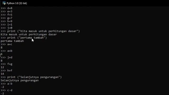 Cara Penggunaan Dasar Python 3.8 untuk Perhitungan Pemula oleh Dhiva Danaya Athhary смотреть онлайн