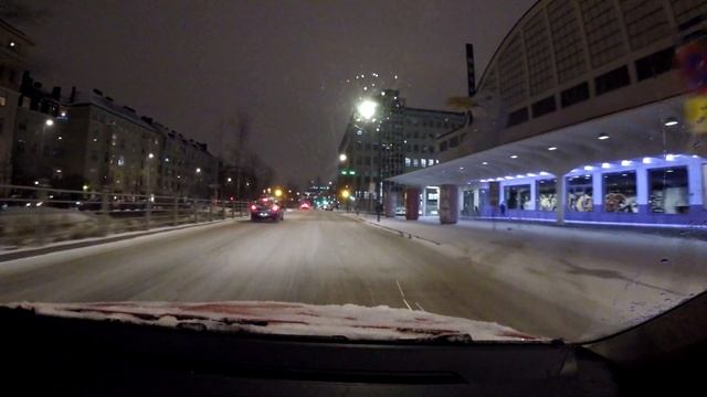 【4K】Helsinki Downtown Winter Night Drive смотреть онлайн